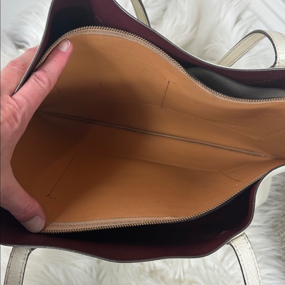 Tory Burch White Ivory Perry Triple Compartment Tote Bag - Picture 6 of 10